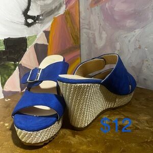 Blue Wedge Sandals